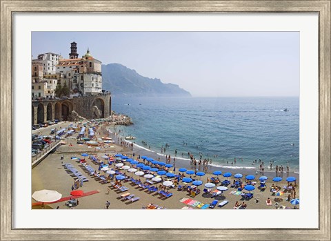 Framed Houses on the sea coast, Amalfi Coast, Atrani, Salerno, Campania, Italy Print