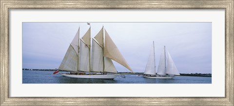 Framed Sailboats in the sea, Narragansett Bay, Newport, Newport County, Rhode Island, USA Print