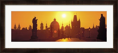 Framed Sunset over Charles Bridge, Prague, Czech Republic Print