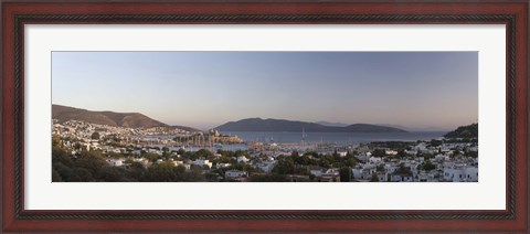 Framed High angle view of a town, The Castle of San Pedro, Bodrum, Aegean Sea, Turkey Print