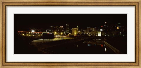 Framed City lit up at night, Cape Town, Western Cape Province, South Africa Print