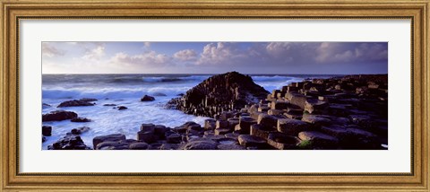 Framed Rock formations on the coast, Giants Causeway, County Antrim, Northern Ireland Print