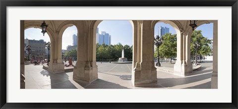 Framed Buildings in the financial district viewed from the opera house, Frankfurt, Hesse, Germany Print