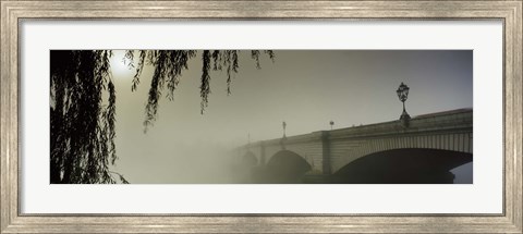 Framed Putney Bridge during fog, Thames River, London, England Print