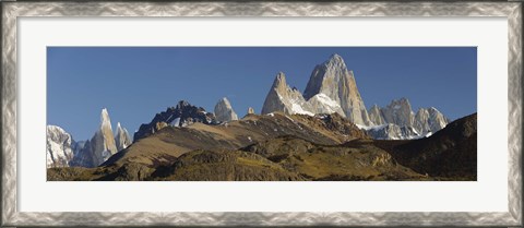 Framed Low angle view of mountains, Mt Fitzroy, Cerro Torre, Argentine Glaciers National Park, Patagonia, Argentina Print