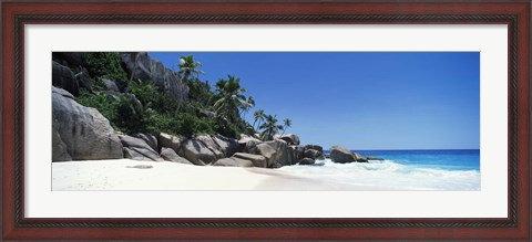 Framed Rock formations on the coast, Anse Marron, La Digue Island, Seychelles Print