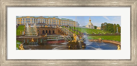 Framed Grand Cascade fountain in front of the Peterhof Grand Palace, Petrodvorets, St. Petersburg, Russia Print