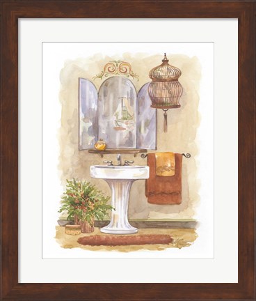 Framed Watercolor Bath in Spice I Print