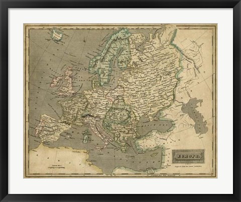 Framed Thomson&#39;s Map of Europe Print