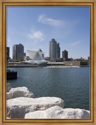 Framed Museum at the waterfront, Milwaukee Art Museum, Lake Michigan, Milwaukee, Wisconsin, USA Print
