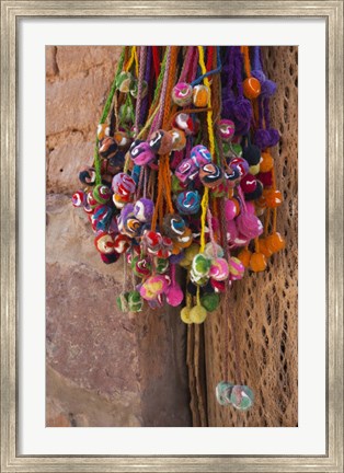 Framed Multi-colored hangings on wall, Tulmas, Purmamarca, Quebrada De Humahuaca, Argentina Print