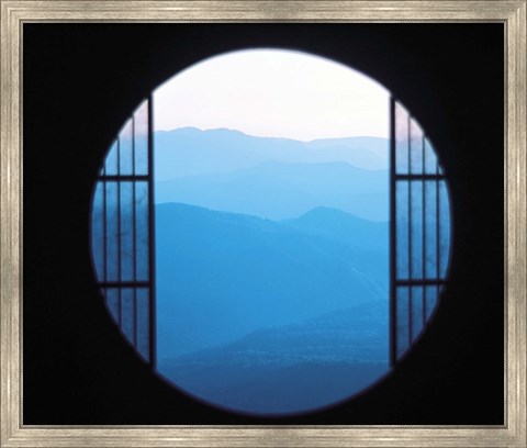 Framed View of Hazy Blue Mountain Ranges Print