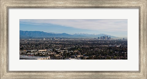 Framed High angle view of a city, Mt Wilson, Mid-Wilshire, Los Angeles, California, USA Print