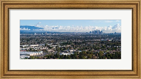 Framed City with mountain range in the background, Mid-Wilshire, Los Angeles, California, USA Print