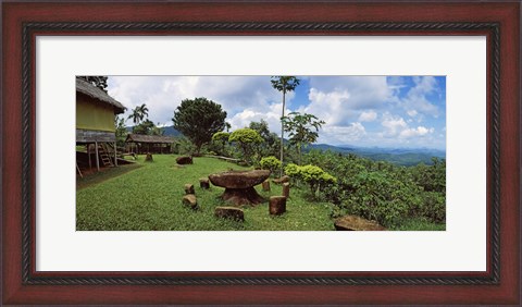 Framed Stone table with seats, Flores Island, Indonesia Print