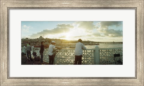 Framed People fishing in the Bosphorus Strait, Marmara Region, Istanbul, Turkey Print