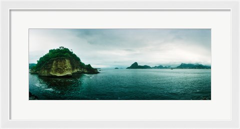 Framed Small island in the ocean, Niteroi, Rio de Janeiro, Brazil Print