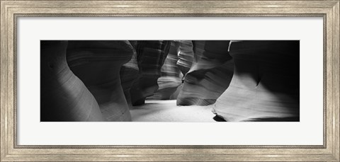 Framed Rock formations in Black and White, Antelope Canyon, Arizona Print