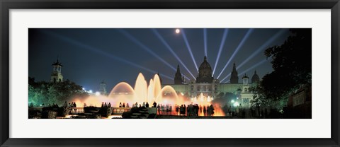 Framed Barcelona, Spain Lit Up at Night Print