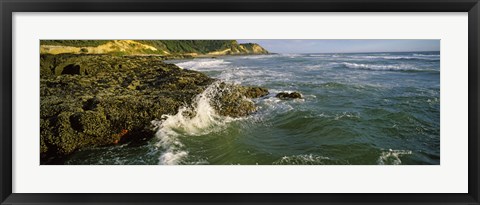 Framed Waves splashing on rocks, Oregon Coast, Oregon, USA Print