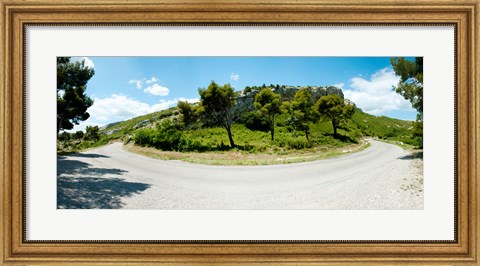 Framed Curve in the road, Bouches-Du-Rhone, Provence-Alpes-Cote d&#39;Azur, France Print