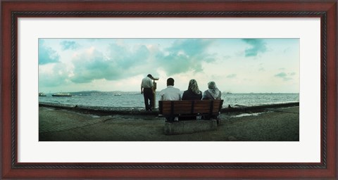 Framed People looking out on the Bosphorus Strait, Istanbul, Turkey Print