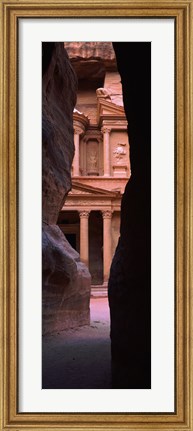 Framed Treasury through the rocks, Petra, Wadi Musa, Jordan Print