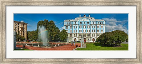 Framed Garden in front of an education building, Russian Navy School Building, St. Petersburg, Russia Print