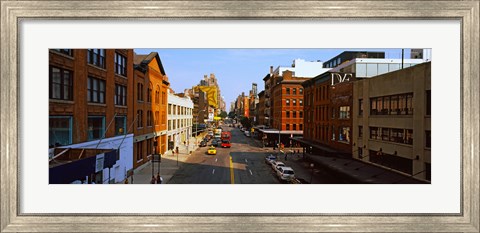 Framed Buildings along a road in a city, view from High Line, New York City, New York State, USA Print