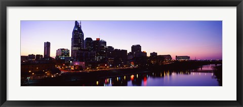 Framed Skylines at dusk along Cumberland River, Nashville, Tennessee, USA 2013 Print