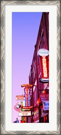 Framed Neon signs at dusk, Nashville, Tennessee, USA Print