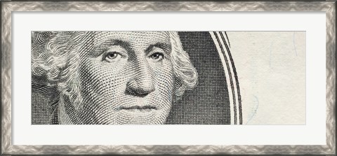 Framed Details of George Washington&#39;s image on the US dollar bill Print