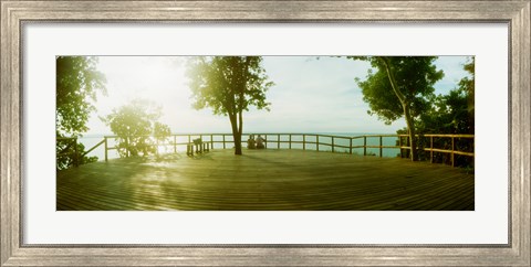 Framed Couple overlooking the ocean at sunset in Morro De Sao Paulo, Tinhare, Cairu, Bahia, Brazil Print