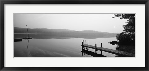 Framed Pier, Pleasant Lake, New Hampshire, USA Print