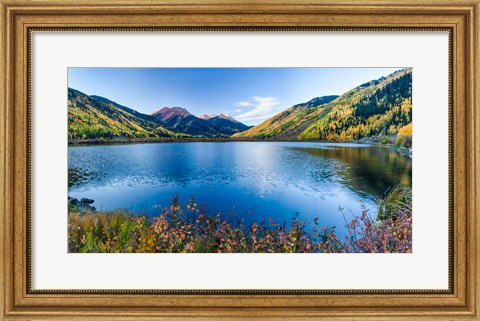 Framed Crystal Lake surrounded by mountains, Ironton Park, Million Dollar Highway, Red Mountain, San Juan Mountains, Colorado, USA Print