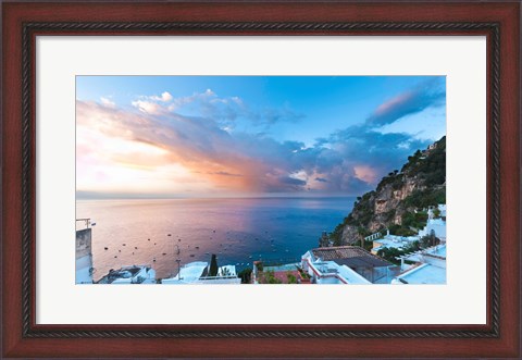 Framed Sunset in Positano, Amalfi Coast, Italy Print