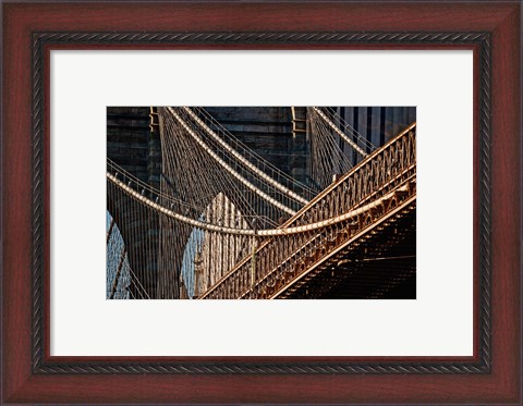 Framed Close-up of the Brooklyn Bridge, New York City, New York State Print