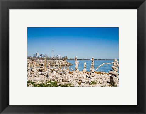 Framed Rock stacks with skylines in the background, Toronto, Ontario, Canada 2013 Print