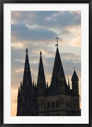 Framed Great Saint Martin Church and Cologne Cathedral, North Rhine Westphalia, Germany Print