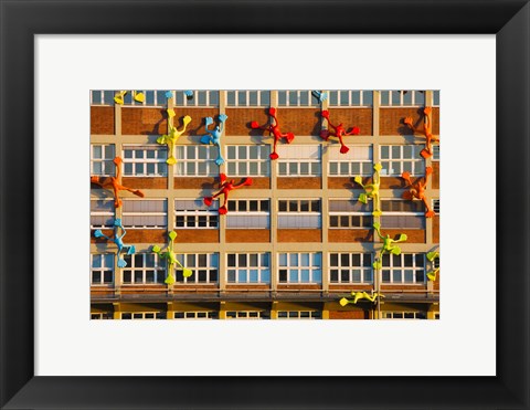 Framed Flossies Figures covering a Building, Medienhafen, Dusseldorf, North Rhine Westphalia, Germany Print