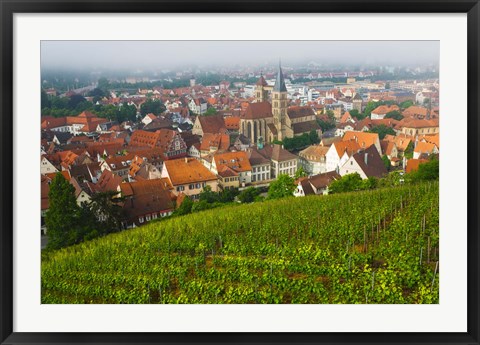 Framed City viewed from vineyard, Esslingen-Am-Neckar, Baden-Wurttemberg, Germany Print
