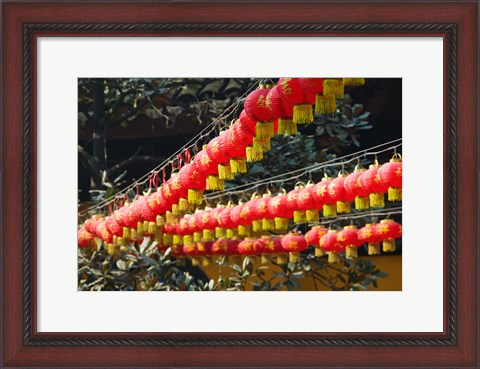 Framed Red lanterns at a temple, Jade Buddha Temple, Shanghai, China Print