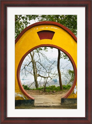 Framed Archway with trees in the background, Mingshan, Fengdu Ghost City, Fengdu, Yangtze River, Chongqing Province, China Print