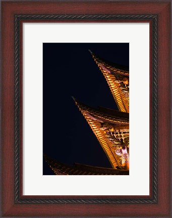 Framed Architectural detail of Wuhua Building, Wenxian Lu, Old Town, Dali, Yunnan Province, China Print