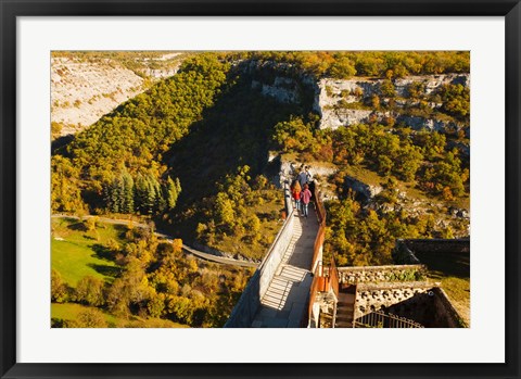 Framed Overview of chateau ramparts, Rocamadour, Lot, Midi-Pyrenees, France Print