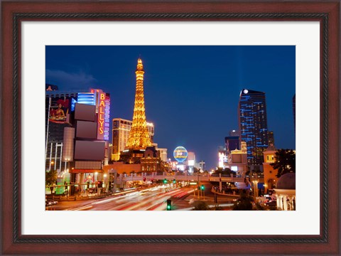 Framed Casinos along the Las Vegas Boulevard at night, Las Vegas, Nevada, USA 2013 Print