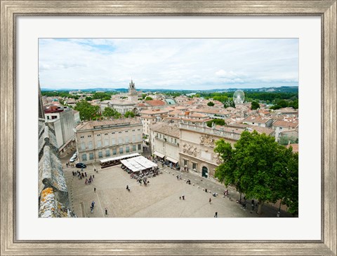 Framed Aerial view of square named for John XXIII, Avignon, Vaucluse, Provence-Alpes-Cote d&#39;Azur, France Print