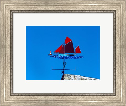 Framed Low angle view of weather vane, Morgat, Crozon, Finistere, Brittany, France Print