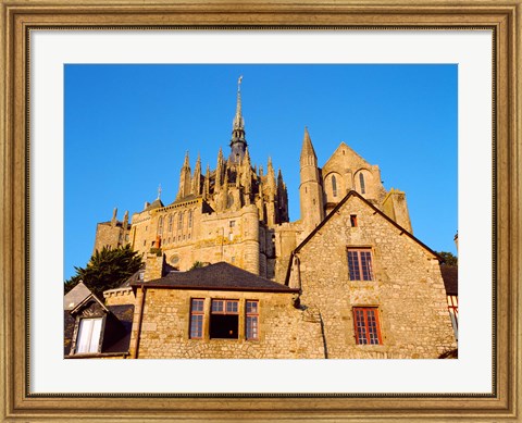 Framed Low angle view of buildings at Mont Saint-Michel, Manche, Basse-Normandy, France Print