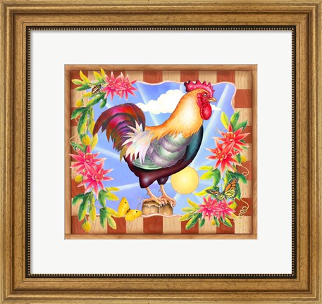 Framed Morning Glory Rooster IV Print